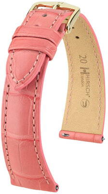 Lederband Hirsch London 04307125-7, Rosa, Alligatorenhaut, Quick Release