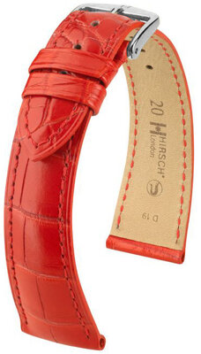 Lederband Hirsch London 04307129-2, Rot, Alligatorenhaut, Quick Release