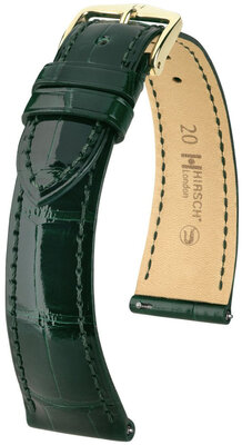 Lederband Hirsch London 04307141-7, Grün, Alligatorenhaut, Quick Release