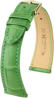 Lederband Hirsch London 04307142-7, Grün, Alligatorenhaut, Quick Release