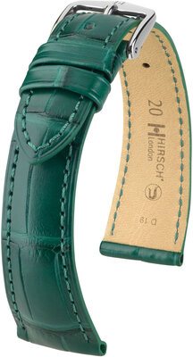 Lederband Hirsch London 04307149-2, Grün, Alligatorenhaut, Quick Release