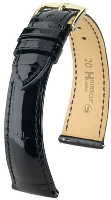 Lederband Hirsch London 04307150-7, schwarz, Alligatorenhaut, Quick Release