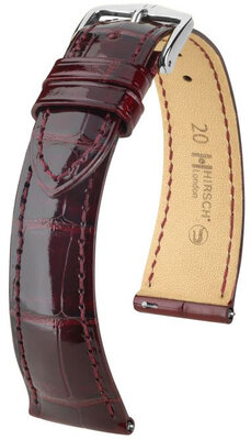 Lederband Hirsch London 04307160-2, Rot, Alligatorenhaut, Quick Release