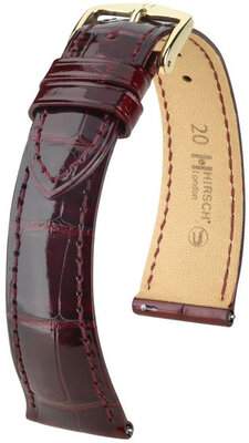 Lederband Hirsch London 04307160-7, Rot, Alligatorenhaut, Quick Release