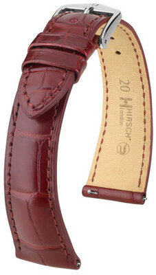Lederband Hirsch London 04307169-2, Rot, Alligatorenhaut, Quick Release