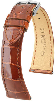 Lederband Hirsch London 04307170-2, Braun, Alligatorenhaut, Quick Release