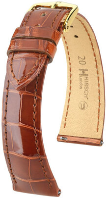 Lederband Hirsch London 04307170-7, Braun, Alligatorenhaut, Quick Release