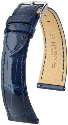 Lederband Hirsch London 04307180-2, Blau, Alligatorenhaut, Quick Release