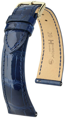 Lederband Hirsch London 04307180-7, Blau, Alligatorenhaut, Quick Release