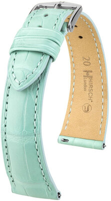Lederband Hirsch London 04307181-2, Blau, Alligatorenhaut, Quick Release