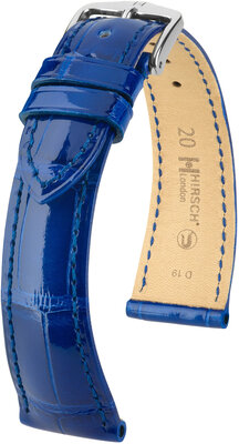 Lederband Hirsch London 04307182-2, Blau, Alligatorenhaut, Quick Release