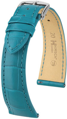 Lederband Hirsch London 04307183-2, Blau, Alligatorenhaut, Quick Release