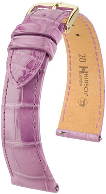 Lederband Hirsch London 04307187-7, lila, Alligatorenhaut, Quick Release