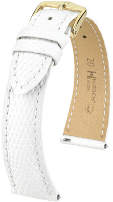 Lederband Hirsch London 04366100-7, Weiß, Eidechsenhaut, Quick Release