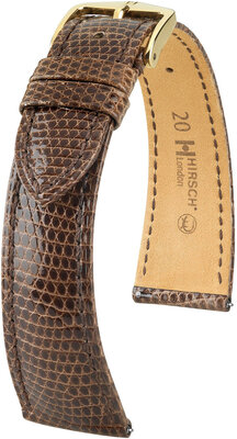 Lederband Hirsch London 04366110-7, Braun, Eidechsenhaut, Quick Release