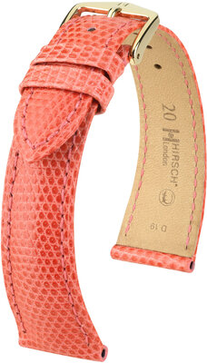 Lederband Hirsch London 04366122-7, Rosa, Eidechsenhaut, Quick Release