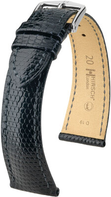 Lederband Hirsch London 04366150-2, schwarz, Eidechsenhaut, Quick Release