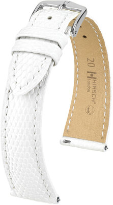 Lederband Hirsch London L 04366000-2, weiß, Eidechsenleder, Länge L, Quick Release