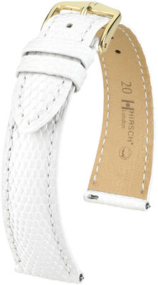 Lederband Hirsch London L 04366000-7, weiß, Eidechsenleder, Länge L, Quick Release