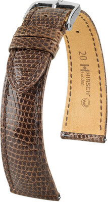 Lederband Hirsch London L 04366010-2, braun, Eidechsenleder, Länge L, Quick Release