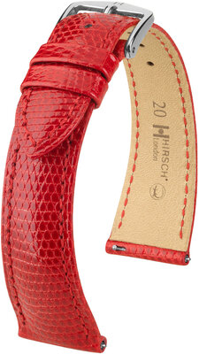 Lederband Hirsch London L 04366020-2, rot, Eidechsenleder, Länge L, Quick Release