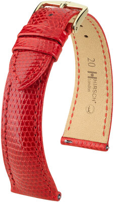Lederband Hirsch London L 04366020-7, rot, Eidechsenleder, Länge L, Quick Release