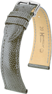 Lederband Hirsch London L 04366030-2, grau, Eidechsenleder, Länge L, Quick Release