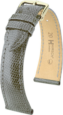 Lederband Hirsch London L 04366030-7, grau, Eidechsenleder, Länge L, Quick Release