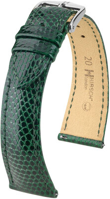 Lederband Hirsch London L 04366040-2, grün, Eidechsenleder, Länge L, Quick Release
