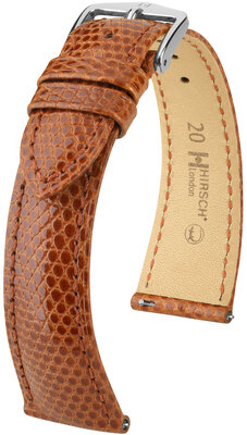 Lederband Hirsch London L 04366070-2, braun, Eidechsenleder, Länge L, Quick Release