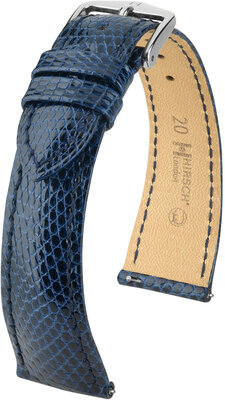 Lederband Hirsch London L 04366080-2, blau, Eidechsenleder, Länge L, Quick Release