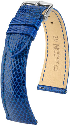 Lederband Hirsch London L 04366085-2, blau, Eidechsenleder, Länge L, Quick Release