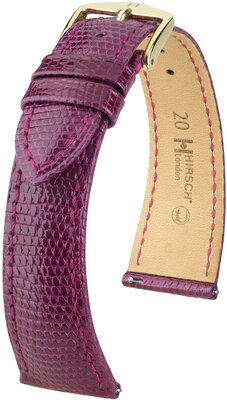Lederband Hirsch London L 04366087-7, lila, Eidechsenleder, Länge L, Quick Release