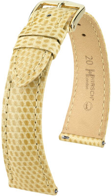 Lederband Hirsch London L 04366090-7, beige, Eidechsenleder, Länge L, Quick Release