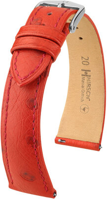 Lederband Hirsch Massai Strauß L 04362020-2, rot, Straußenleder, Länge L, Quick Release
