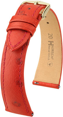 Lederband Hirsch Massai Strauß L 04362020-7, rot, Straußenleder, Länge L, Quick Release