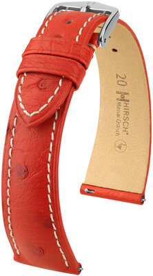 Lederband Hirsch Massai Strauß L 04362021-2, rot, Straußenleder, Länge L, Quick Release