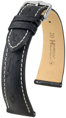 Lederband Hirsch Massai Strauß L 04362051-2, schwarz, Straußenleder, Länge L, Quick Release
