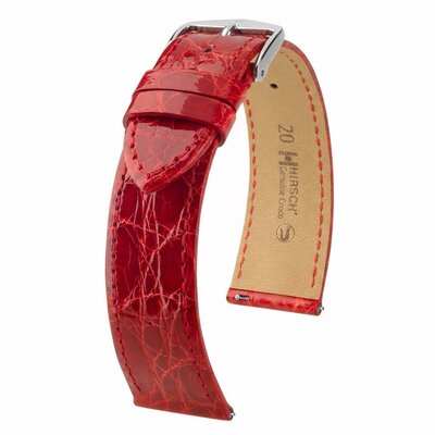 Lederband Hirsch Genuine Croco L 01808020-2, rot, Krokodilleder, Länge L, Quick Release