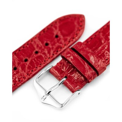 Lederband Hirsch Genuine Croco L 01808020-2, rot, Krokodilleder, Länge L, Quick Release