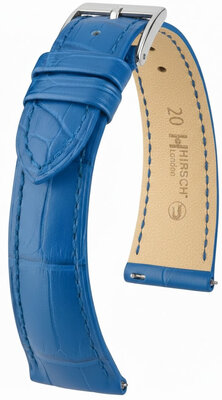 Lederband Hirsch London L 04307085-2, blau, Alligatorleder, Länge L, Quick Release