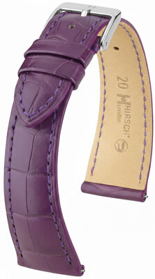Lederband Hirsch London L 04307086-2, violett, Alligatorleder, Länge L, Quick Release