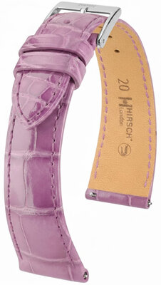 Leder-Uhrenarmband Hirsch London L 04307087-2, violett, Alligatorleder, Länge L, Quick Release