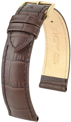 Leder-Uhrenarmband Hirsch Duke 01028110OE-1, braun, Kalbsleder, open end (für feste Federstege), Länge M