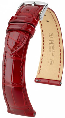 Lederband Hirsch London 04207120-2, Rot, Alligatorenhaut, Quick Release