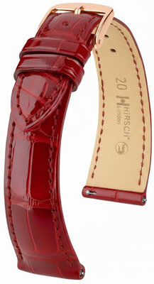 Lederband Hirsch London 04207120-7, Rot, Alligatorenhaut, Quick Release