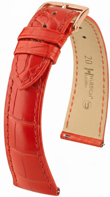 Lederband Hirsch London 04207129-7, Rot, Alligatorenhaut, Quick Release