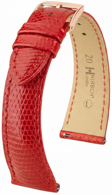 Lederband Hirsch London 04266120-7, Rot, Eidechsenhaut, Quick Release