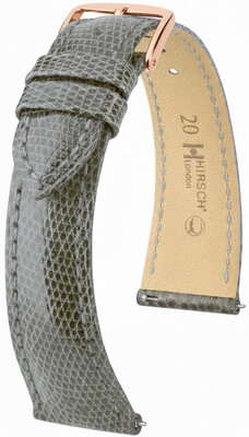 Lederband Hirsch London 04266130-7, Grau, Eidechsenhaut, Quick Release