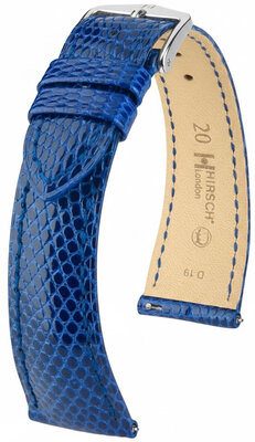 Lederband Hirsch London 04266185-2, Blau, Eidechsenhaut, Quick Release